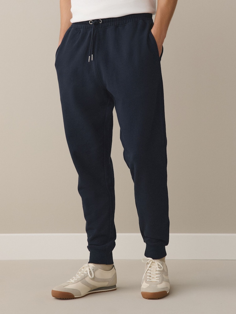 Navy Blue Lightweight Jersey Slim Fit Joggers - Image 1 of 8