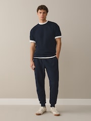 Navy Blue Lightweight Jersey Slim Fit Joggers - Image 2 of 8