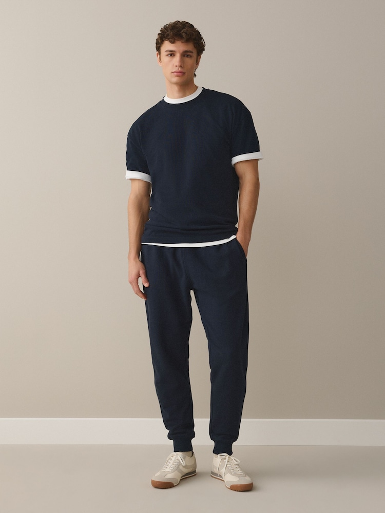 Navy Blue Lightweight Jersey Slim Fit Joggers - Image 2 of 8