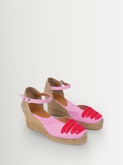 Penelope Chilvers Pink Mary Jane Dali Espadrille Wedge Shoes - Image 7 of 9