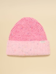 Joules Colourblock Pink Beanie Hat - Image 1 of 3