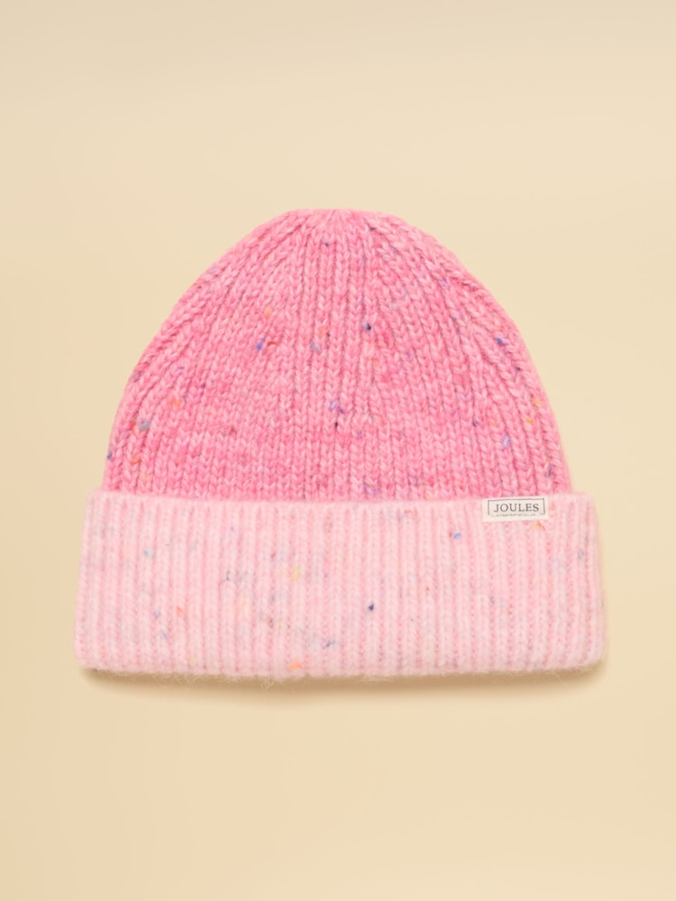 Joules Colourblock Pink Beanie Hat - Image 1 of 3 Joules Colourblock Pink Beanie Hat - Image 1 of 3