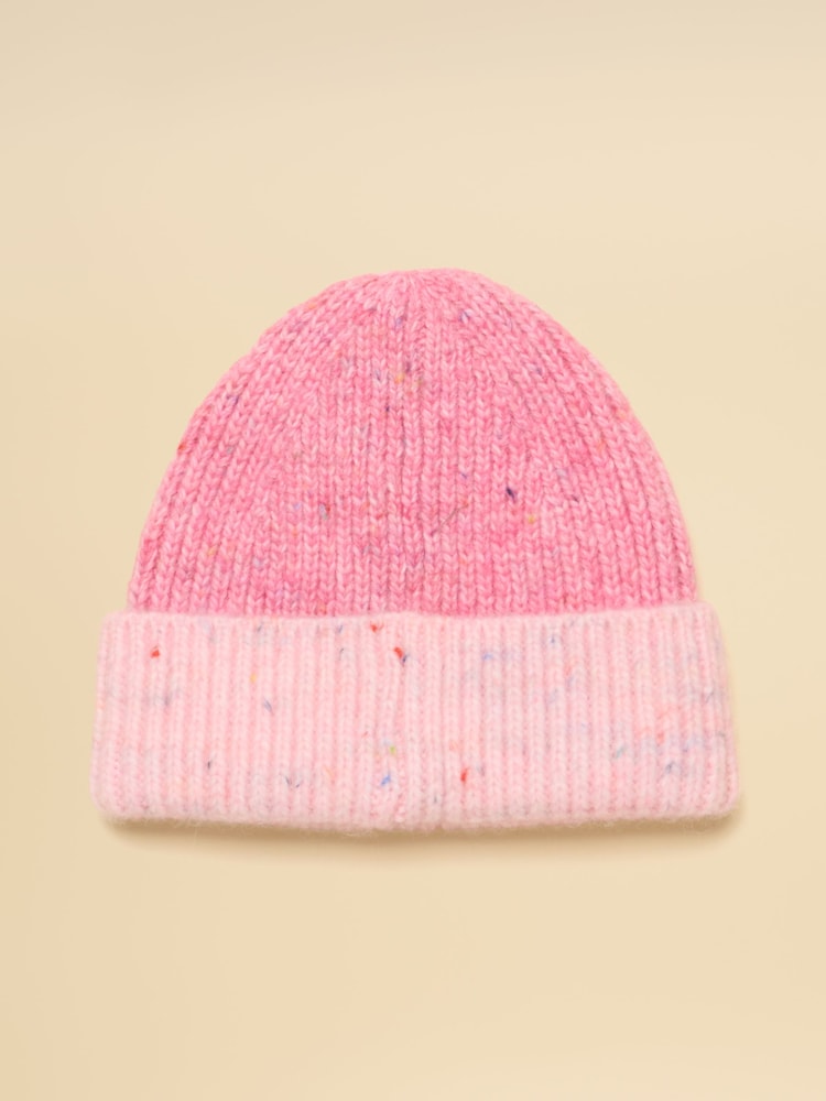 Joules Colourblock Pink Beanie Hat - Image 2 of 3 Joules Colourblock Pink Beanie Hat - Image 2 of 3