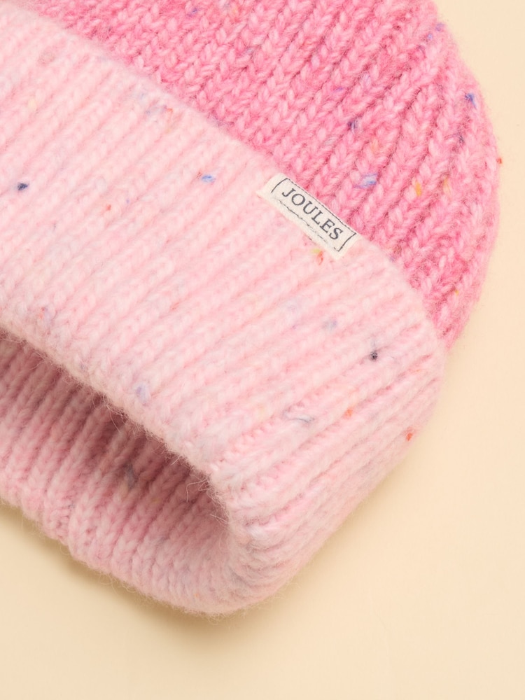 Joules Colourblock Pink Beanie Hat - Image 3 of 3 Joules Colourblock Pink Beanie Hat - Image 3 of 3