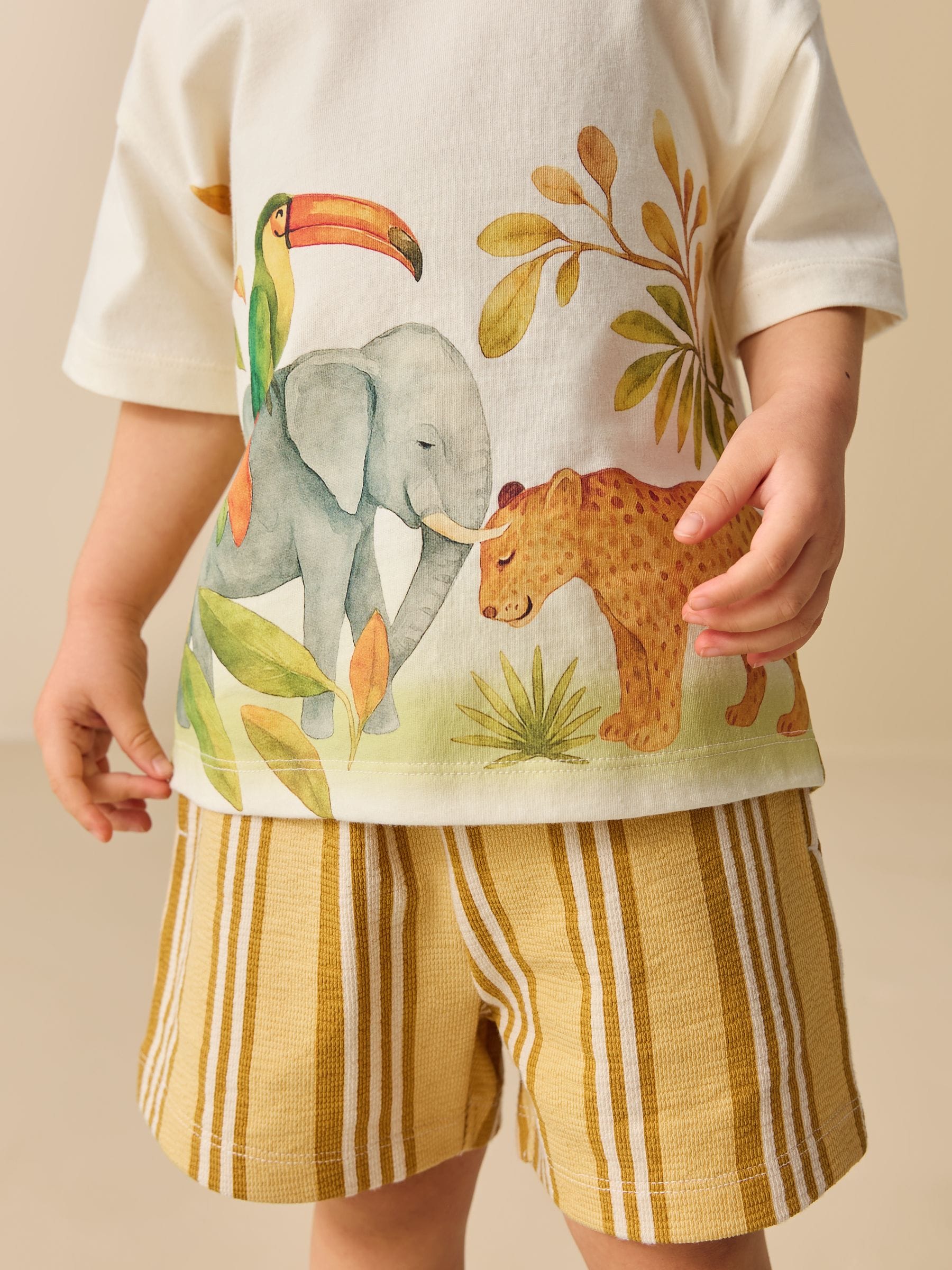 Buy Light Yellow Watercolour Safari Short Sleeve Back Print T