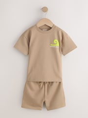 Black/Tan Waves Short Sleeve T-Shirt and Shorts Set 2 Pack (3mths-7yrs) - Image 7 of 12