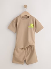 Black/Tan Waves Short Sleeve T-Shirt and Shorts Set 2 Pack (3mths-7yrs) - Image 8 of 12
