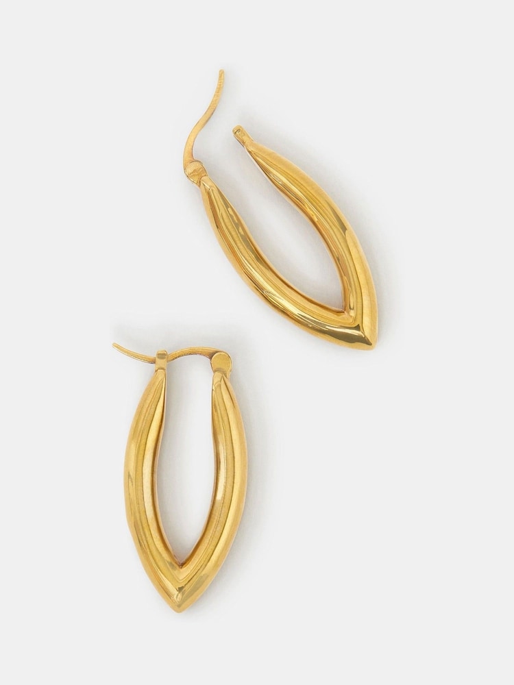 Accessorize Gold Tone 14ct Plated V-Shaped Hoop Earrings - Image 1 of 3
