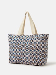 Accessorize Blue Tile Print Beach Tote Bag - Image 2 of 5