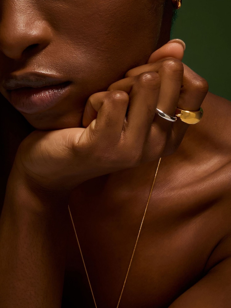 Accessorize Gold Tone 2 Pack Stainless Steel Mixed Metal Rings - Image 4 of 4