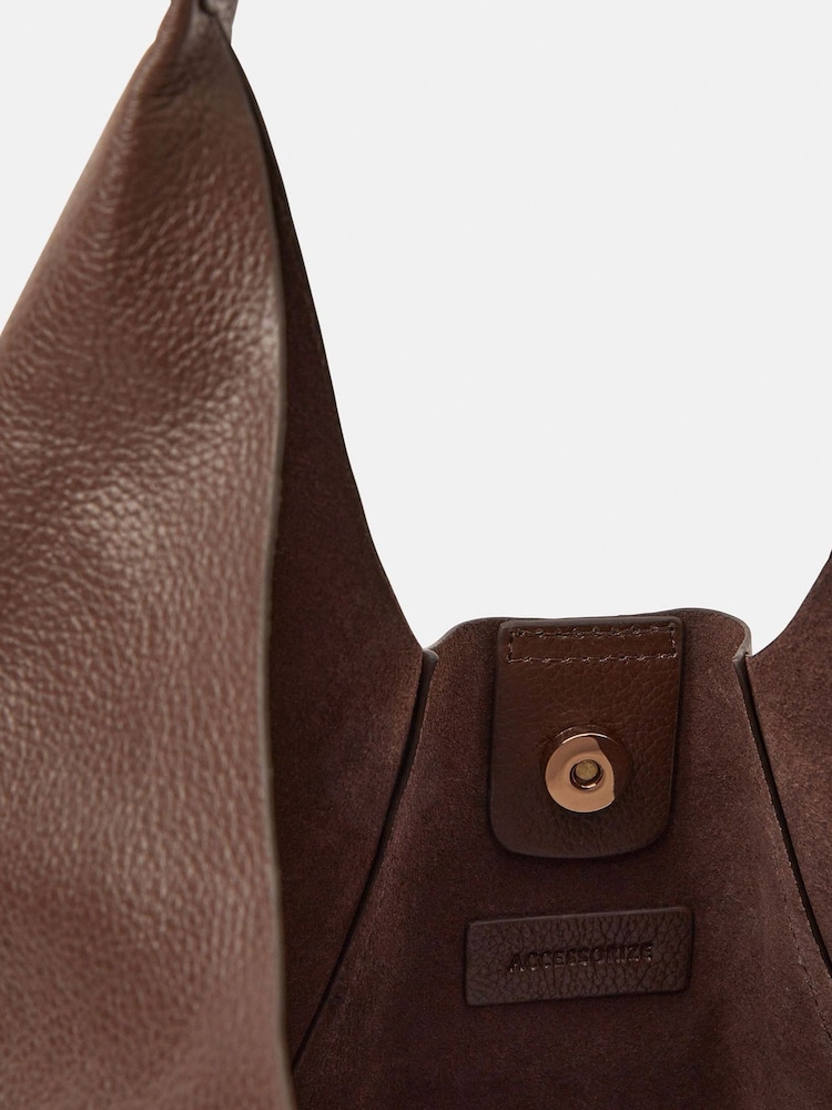 Accessorize Brown Slouchy Leather Shoulder Bag - Image 4 of 4 Accessorize Brown Slouchy Leather Shoulder Bag - Image 4 of 4