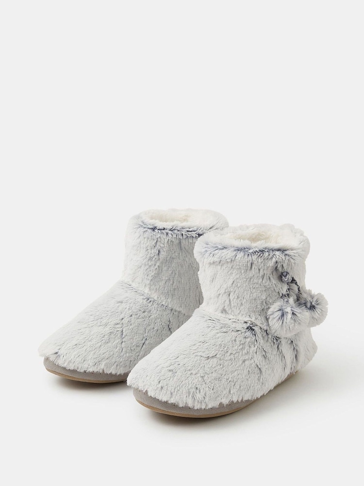 Accessorize Grey Super Soft Pom Pom Slipper Boots - Image 5 of 5 Accessorize Grey Super Soft Pom Pom Slipper Boots - Image 5 of 5