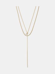 Accessorize Gold Tone 14ct Plated Pear Layered Lariat Necklace - Image 1 of 1