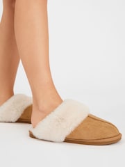 Accessorize Brown Suedette Mule Slippers - Image 1 of 4