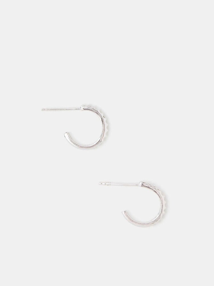 Accessorize Silver Tone Sterling Pavé Hoop Earrings - Image 2 of 2