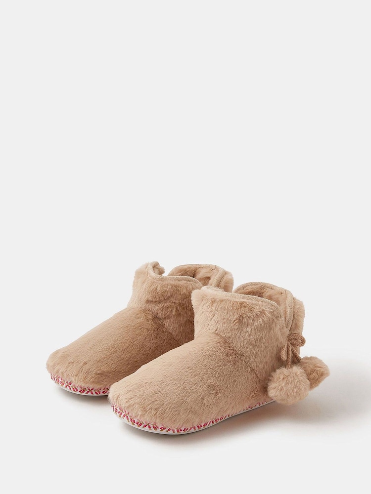 Accessorize Natural Fluffy Braided Slipper Boots - Image 1 of 3