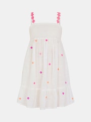 Angels By Accessorize White Girls Floral Embroidered Smocked Dress - Image 2 of 3