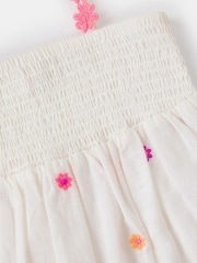 Angels By Accessorize White Girls Floral Embroidered Smocked Dress - Image 3 of 3