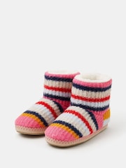 Accessorize Pink Knitted Stripe Slipper Boots - Image 2 of 3