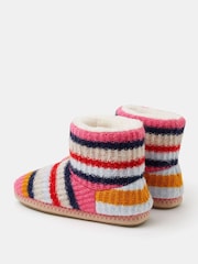 Accessorize Pink Knitted Stripe Slipper Boots - Image 3 of 3