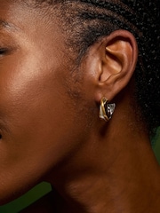 Accessorize Gold Tone Stainless Steel Mixed Metal Twist Hoop Earrings - Image 3 of 3