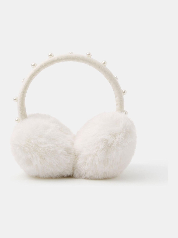 Angels By Accessorize Natural Girls Pearl Embellished Earmuffs - Image 1 of 1 Angels By Accessorize Natural Girls Pearl Embellished Earmuffs - Image 1 of 1