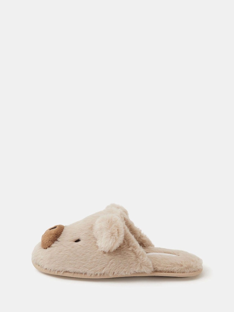 Accessorize Natural Teddy Mule Slippers - Image 2 of 4