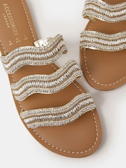 Accessorize Gold Beaded Triple Strap Sandals - Image 4 of 4