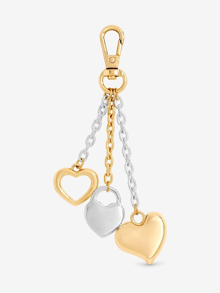 Mood Gold Two Tone Plated Heart Bag Charm - Image 1 of 3 Mood Gold Two Tone Plated Heart Bag Charm - Image 1 of 3