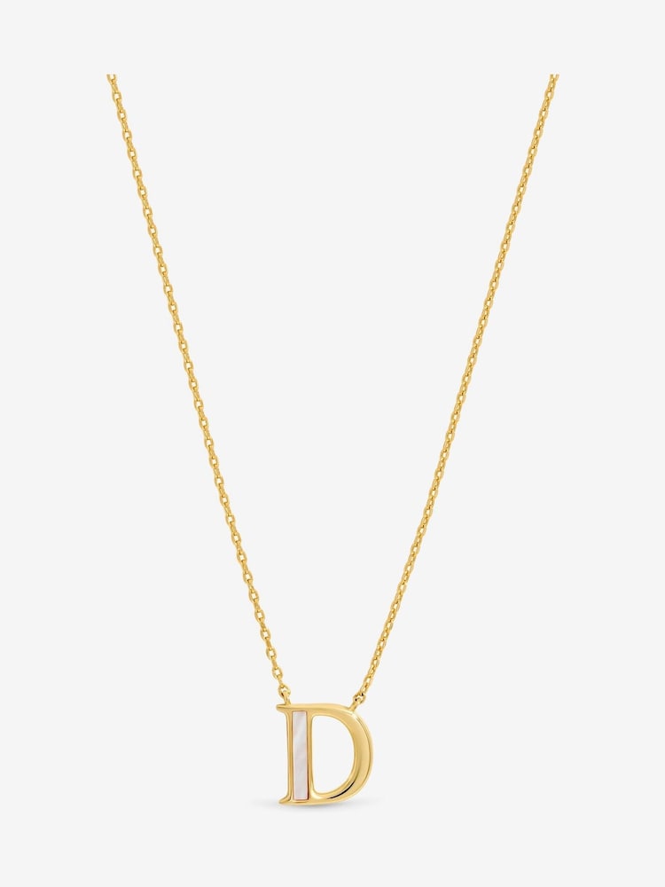 Inicio 14K Real Plated and Mother of Pearl Initial Pendant - D - Geschenkbeutel - Bild 1 von 3