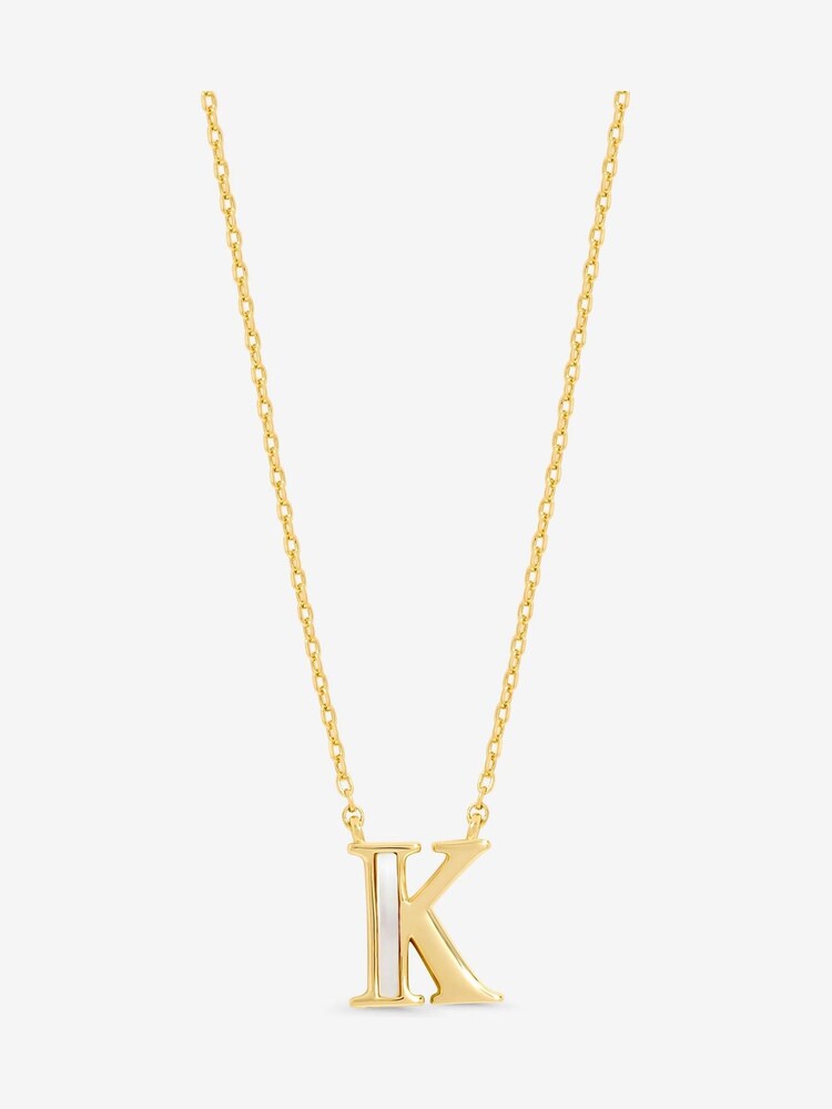 Inicio 14K Real Gold Plated Mother of Pearl Initial Pendant - K - Gift Pouch Necklace - Image 1 of 3 Inicio 14K Real Gold Plated Mother of Pearl Initial Pendant - K - Gift Pouch Necklace - Image 1 of 3