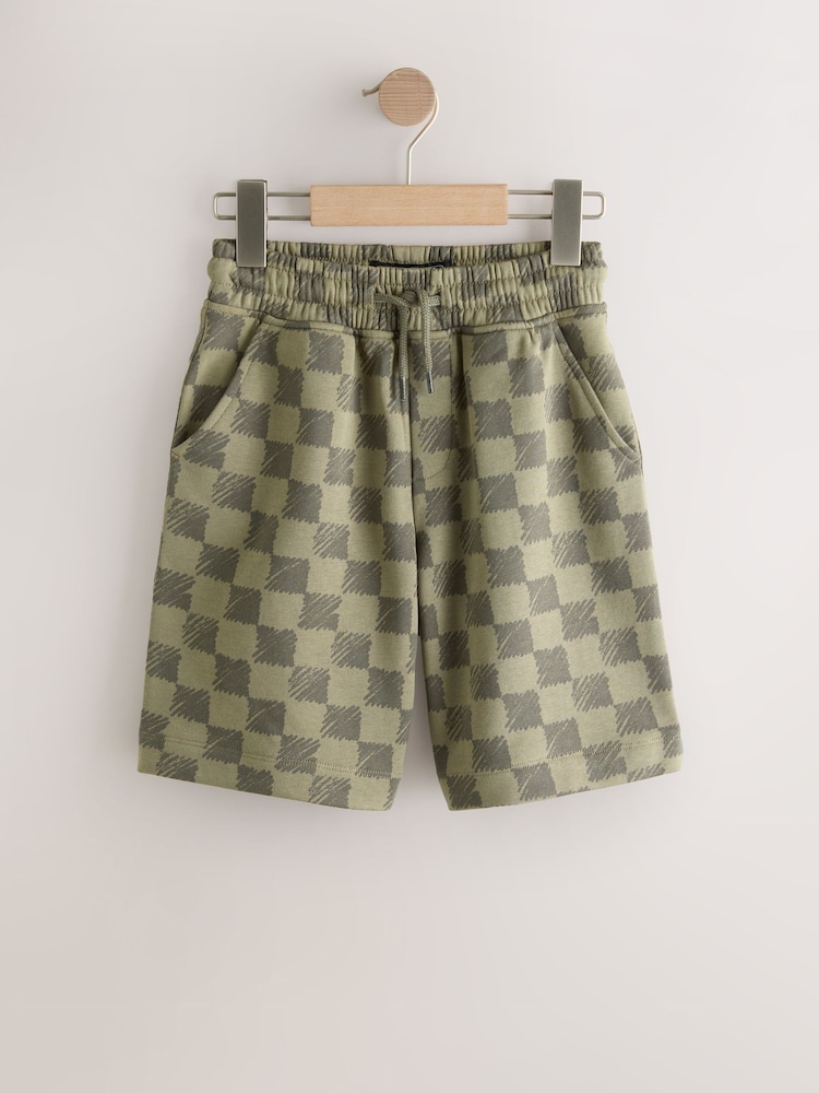 Green Check Loose Fit Basic Shorts (3-16yrs) - Image 1 of 4 Green Check Loose Fit Basic Shorts (3-16yrs) - Image 1 of 4