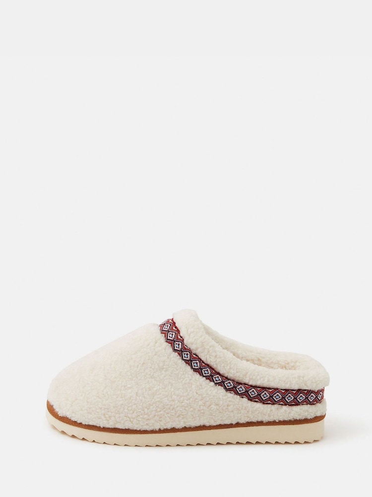 Accessorize Cream Borg Mule Slippers - Image 2 of 4 Accessorize Cream Borg Mule Slippers - Image 2 of 4