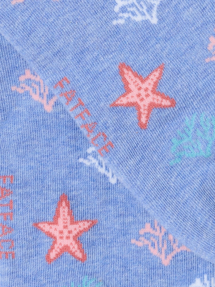 FatFace Blue Sealife Trainer Socks - Image 2 of 2