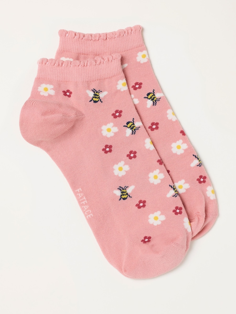 FatFace Pink Bee Trainer Socks - Image 1 of 2 FatFace Pink Bee Trainer Socks - Image 1 of 2