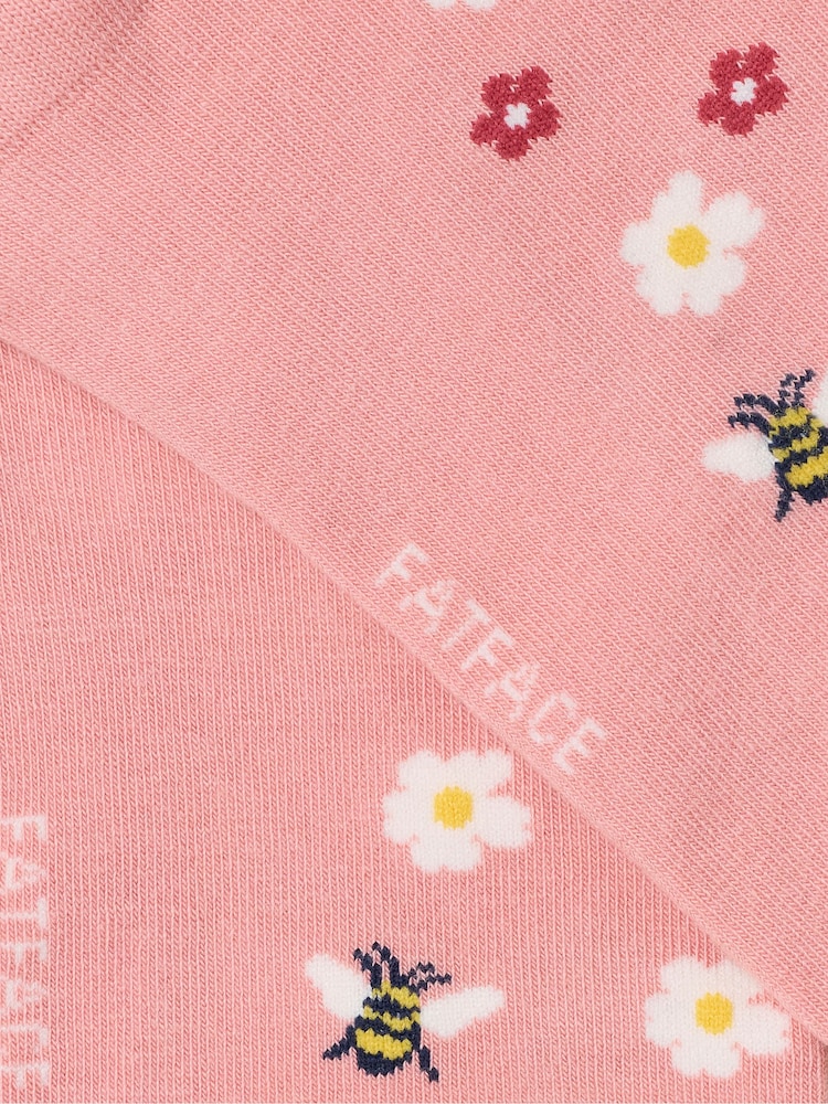 FatFace Pink Bee Trainer Socks - Image 2 of 2 FatFace Pink Bee Trainer Socks - Image 2 of 2