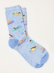 FatFace Light Blue Surfing Dog Socks - Image 1 of 2