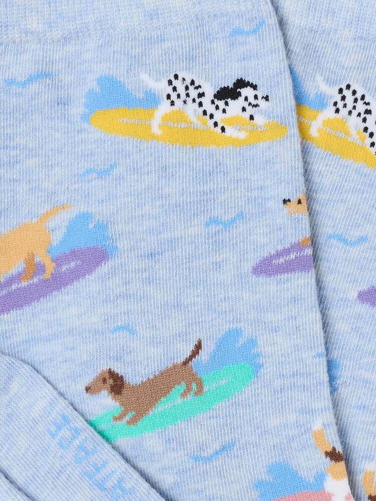FatFace Light Blue Surfing Dog Socks - Image 2 of 2 FatFace Light Blue Surfing Dog Socks - Image 2 of 2