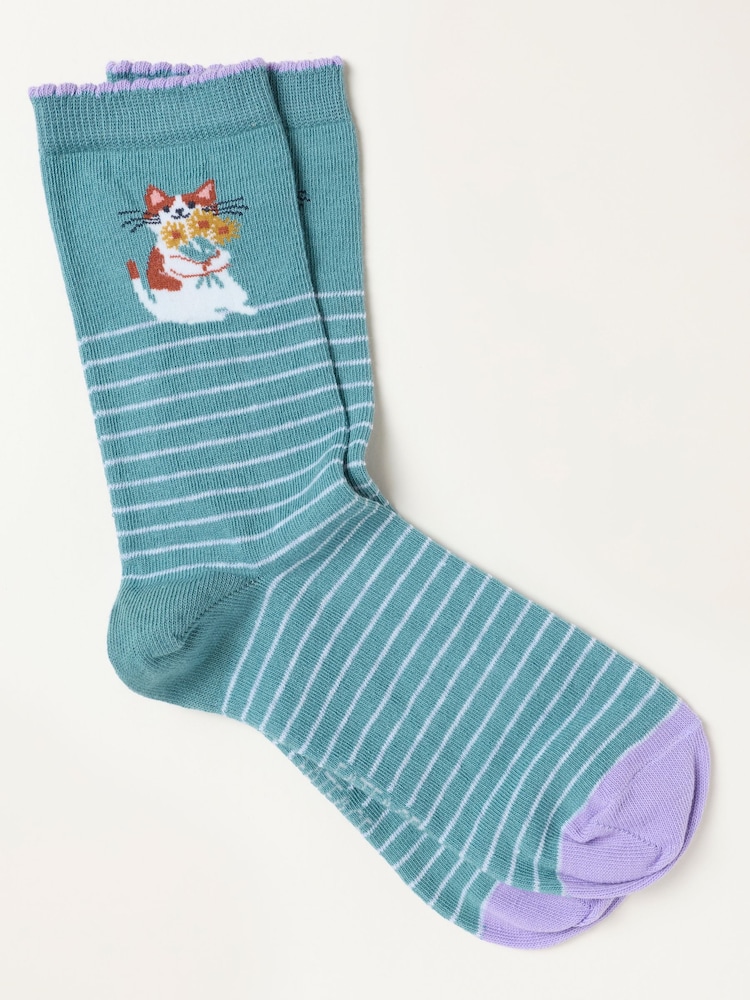 FatFace Cat Flowers Socks - Imaginea 1 din 2