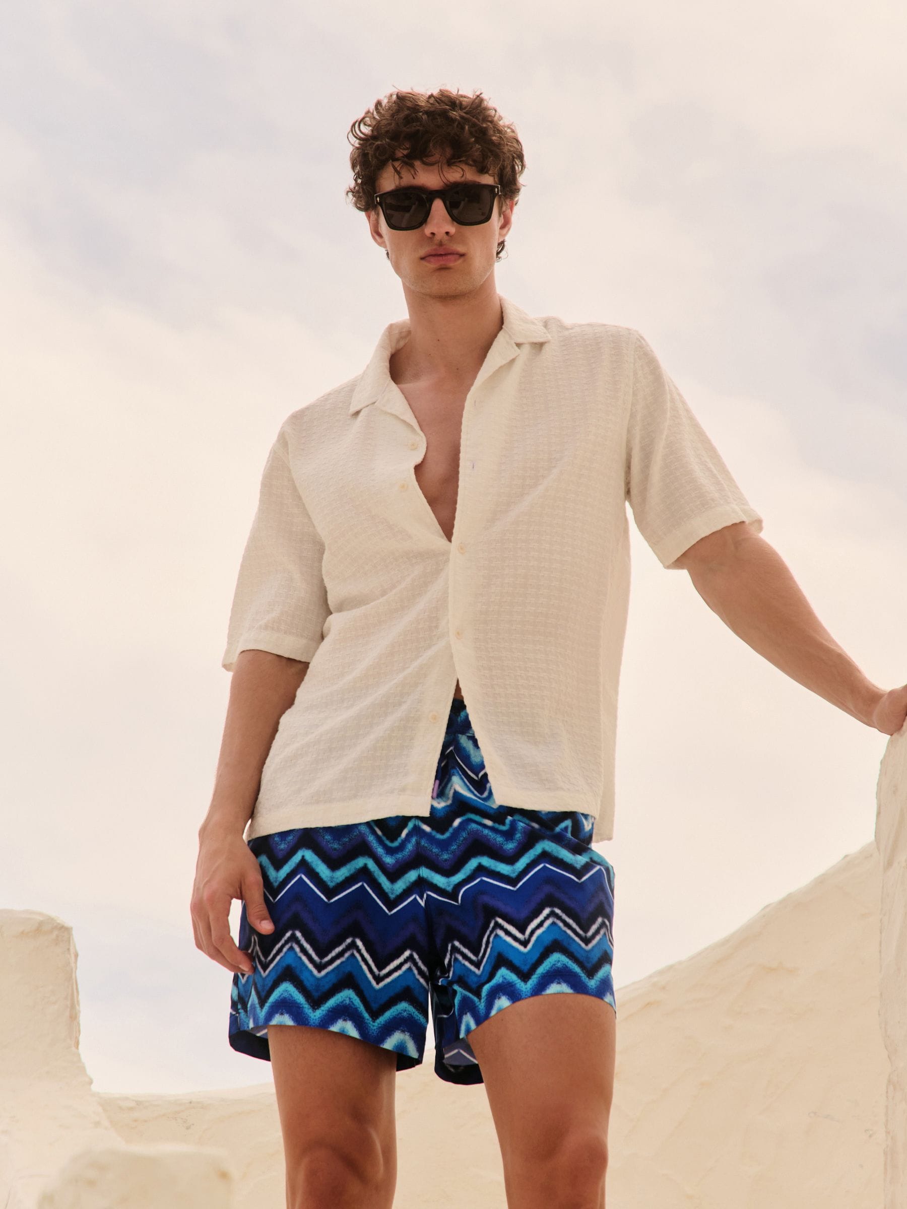 Buy Blue ZigZag Print Swim Shorts 5 Inch from Next USA