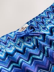 Blue ZigZag Print Swim Shorts 5 Inch - Image 8 of 10