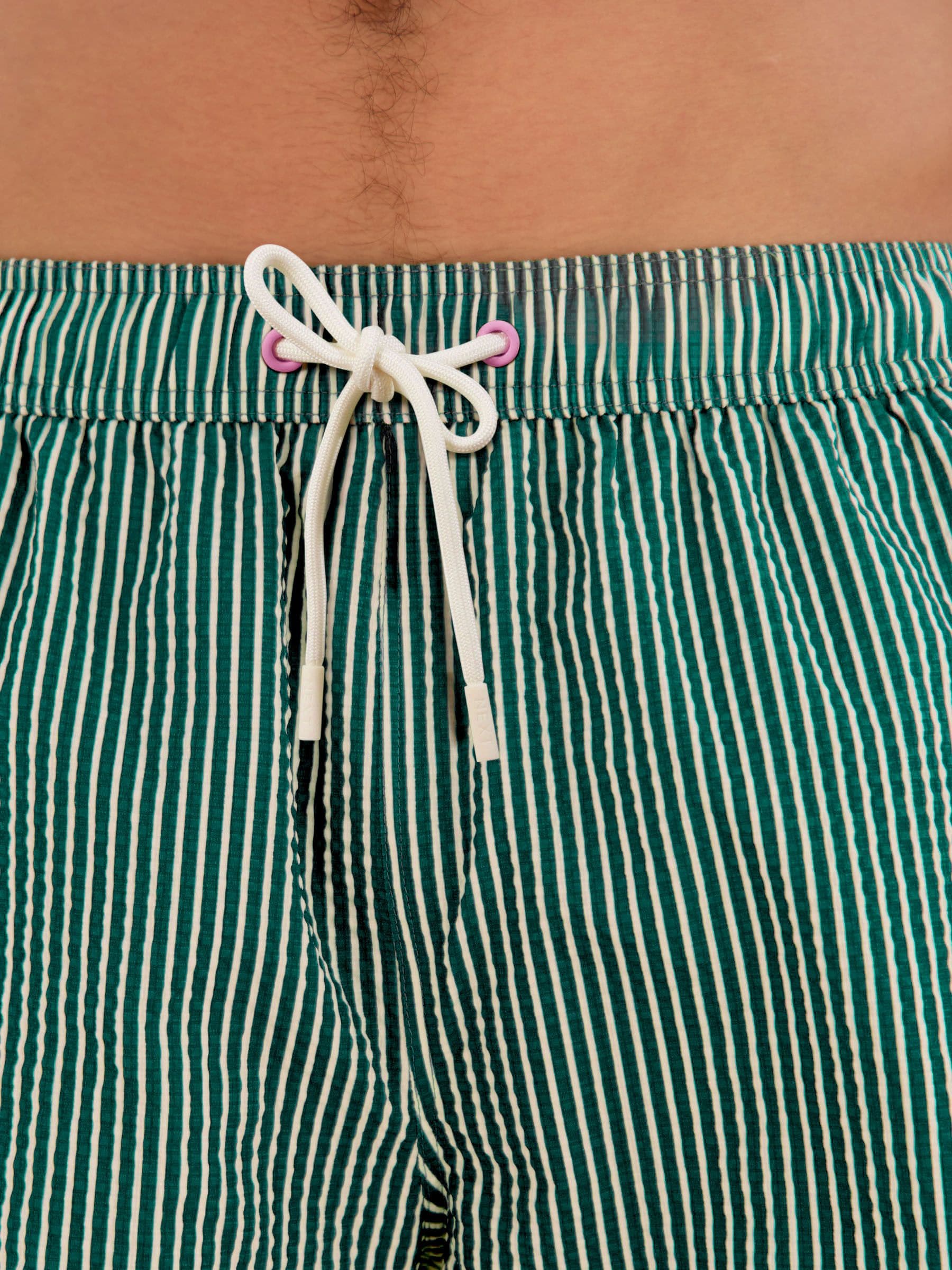 ウェア 123 Buy Green Graphic Stripe Seersucker 5 Inch Swim Shorts from the