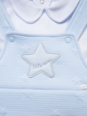 Rock-A-Bye Baby Boutique Blue Baby Quilted Dungarees and T-Shirt Set - Image 3 of 3