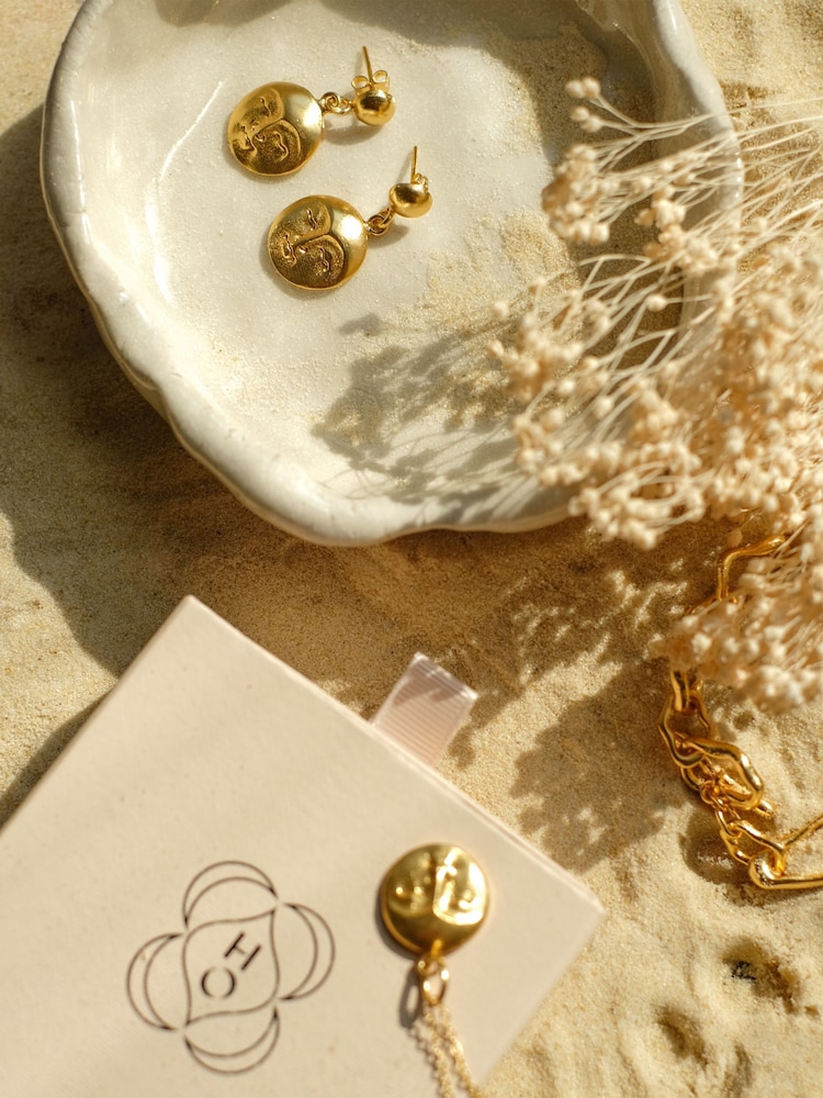 Moon Face Drop Earrings - Image 3 of 3 Moon Face Drop Earrings - Image 3 of 3