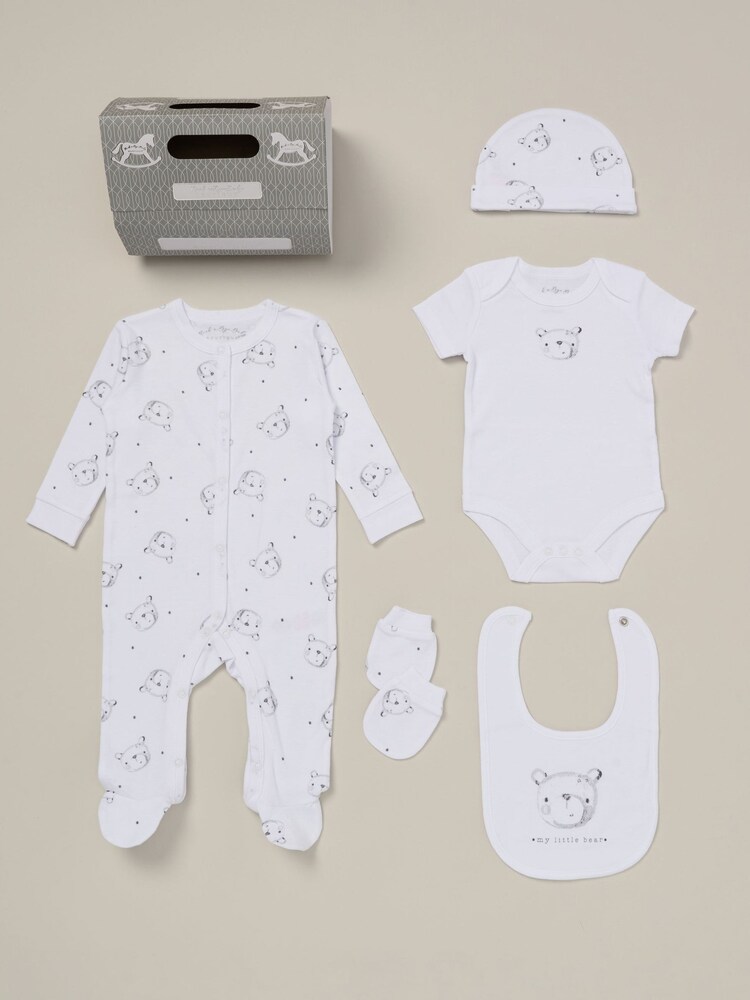 Rock-A-Bye Baby Boutique White Cotton Baby Gift Set 5 Piece - Image 1 of 6 Rock-A-Bye Baby Boutique White Cotton Baby Gift Set 5 Piece - Image 1 of 6