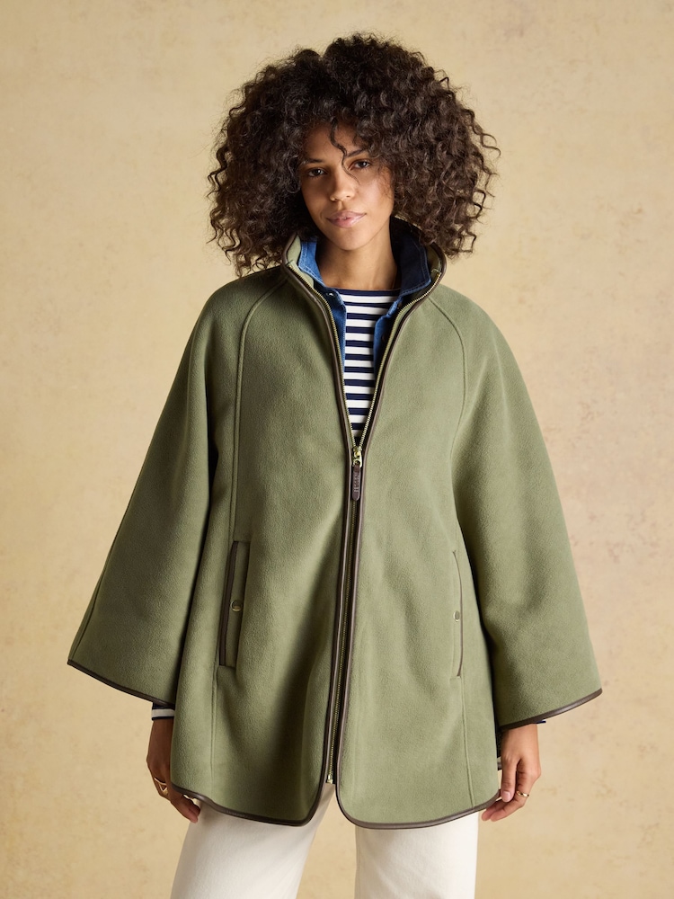 Joules Heritage Light Green Polar Fleece Longline Cape - Image 1 of 10