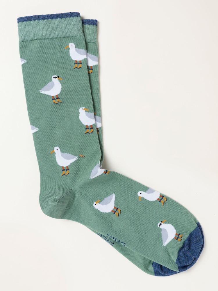 FatFace Green Seagull Socks - Image 1 of 2