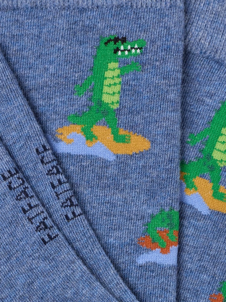 FatFace Blue Surfing Crocodile Socks - Image 2 of 2
