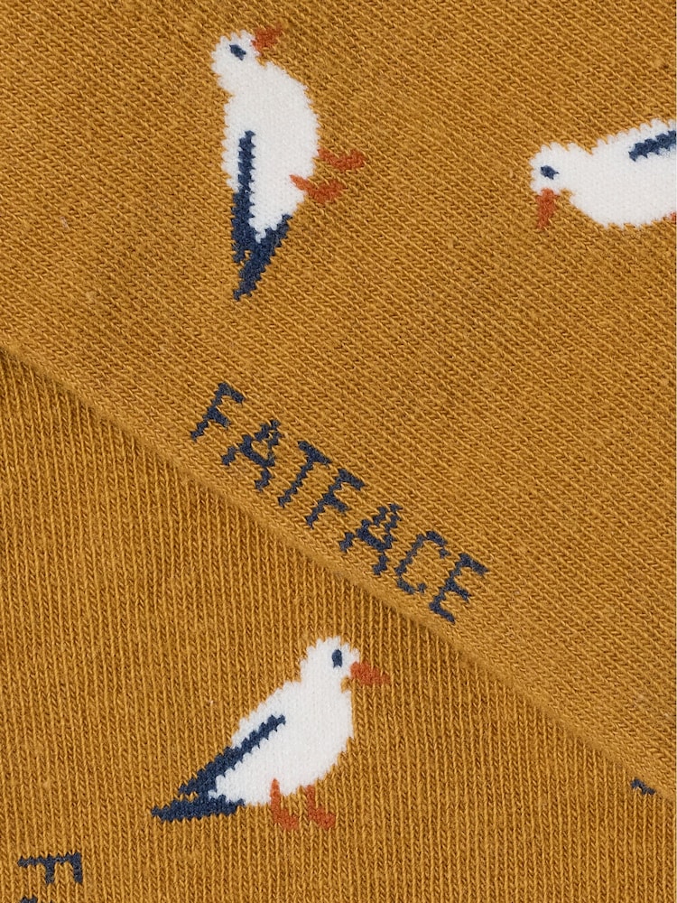 FatFace Mustard Yellow Seagull Trainer Socks - Image 2 of 2