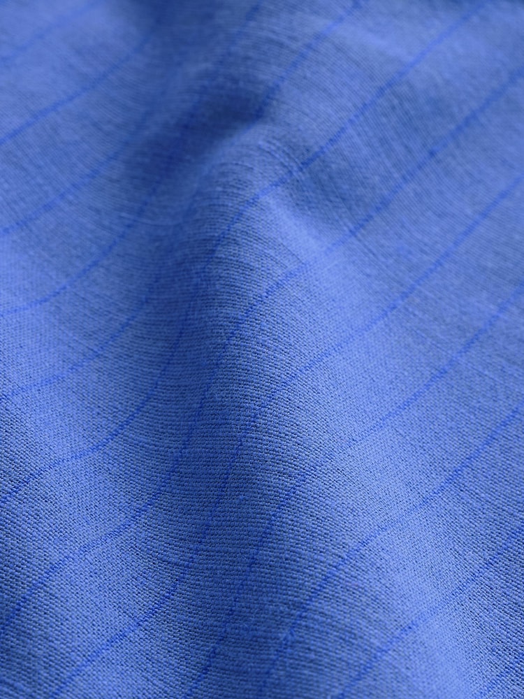 Gestreift, Blau - Hose aus Baumwoll-Leinen-Mischung mit weitem Beinschnitt - Bild 3 von 3